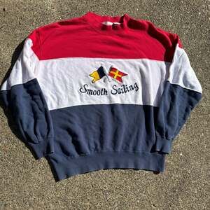 Vintage 80s Kenny Rogers Smooth Sailing Colorblock Nautical Sweatshirt Size Larg